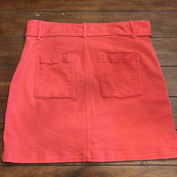 Loft Pink Denim Skirt, High Waisted w/ Sash Belt size 6 - Picture 3 of 7